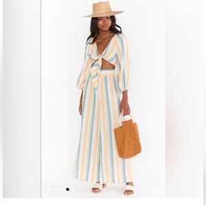 Show Me Your Mumu Julian Pants & Lexa Top in Sunset Stripe Print